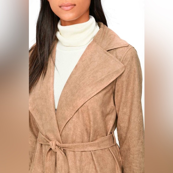🇺🇸Lulus vegan suede trench coat sz S - Picture 4 of 13